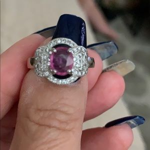 Sterling silver ring Alexandrite stone & crystals